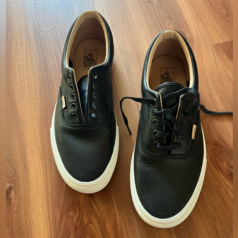 Leather Era Vans, Black, New without tags